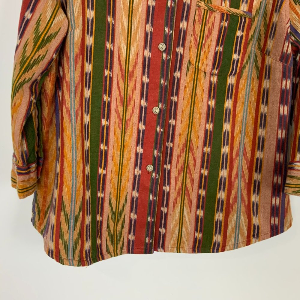 The Territory Ahead Textured Cotton Southwestern Striped Button Up Shirt Sz XL - Picture 5 of 16